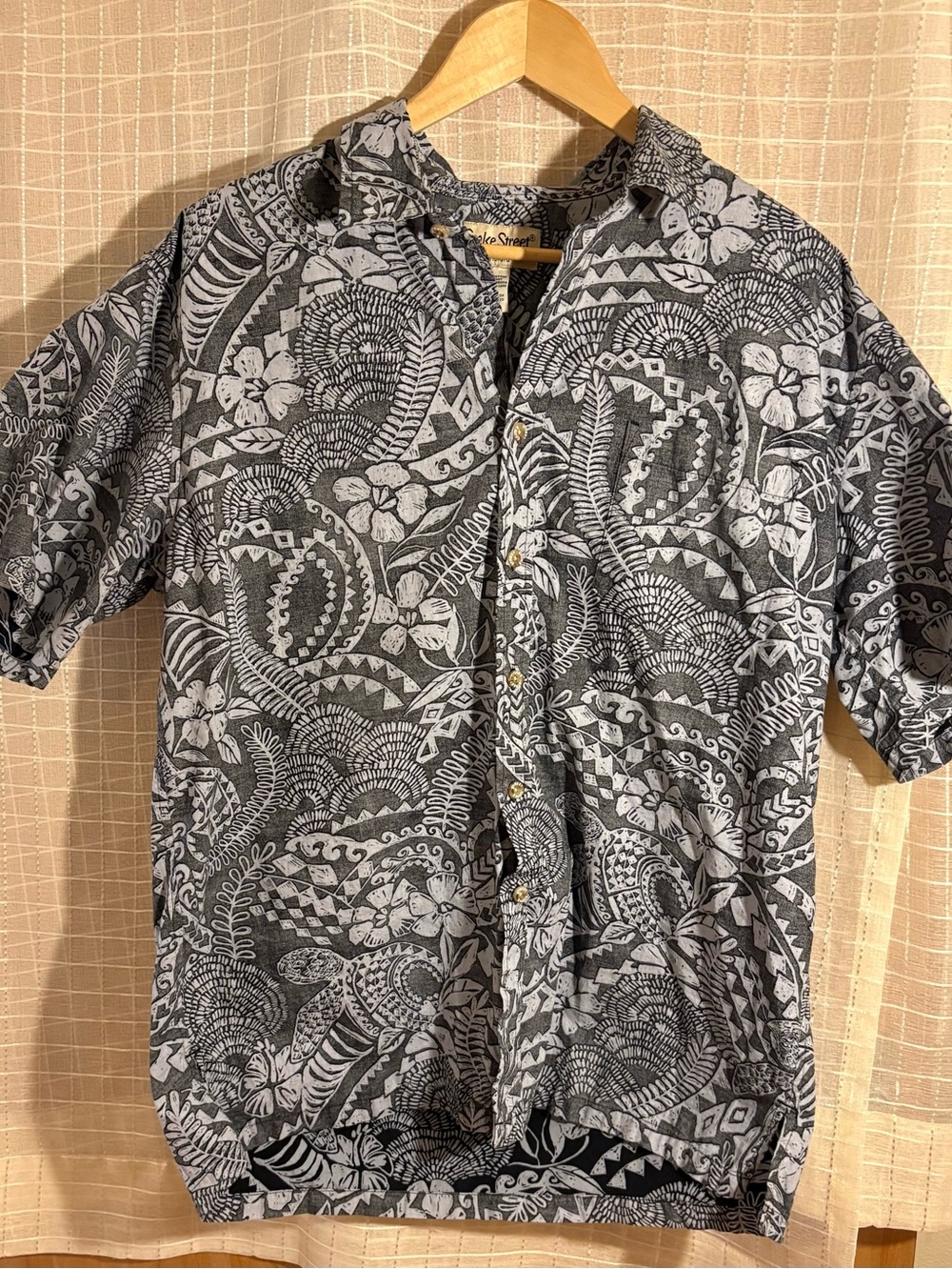 Cook Street, Honolulu, Contrast, Gray Print Short-Sleeve Shirt
